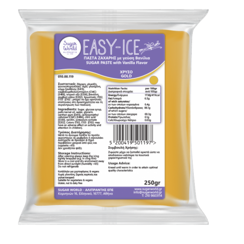 Χρυσή Ματ Πάστα Ζάχαρης Easy-Ice Βανίλια 250gr