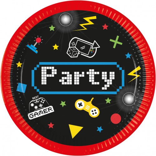 Χάρτινα Πιάτα Φαγητού Gaming Party