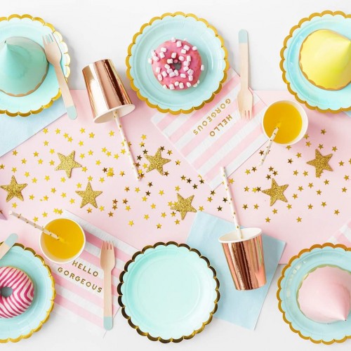 Στρογγυλά Πιάτα Γλυκού Μέντα Με Χρυσό 