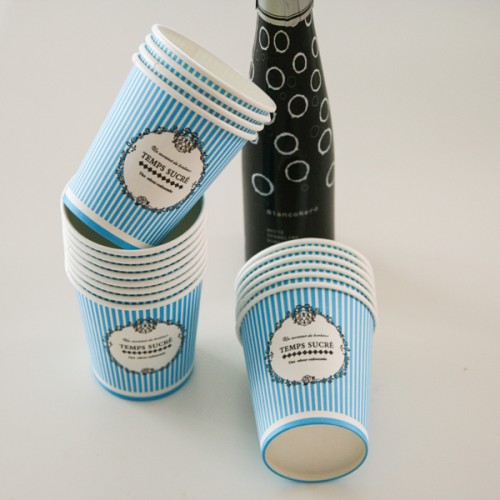 Γαλάζια ριγέ vintage χάρτινα ποτήρια 10-pack