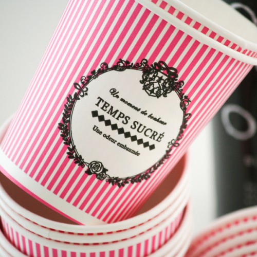 Φούξια ριγέ vintage χάρτινα ποτήρια 10-pack