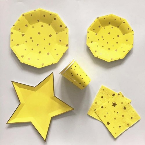 Χαρτοπετσέτες Γλυκού Κίτρινες Με Χρυσά Αστέρια