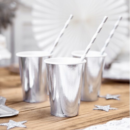 Χάρτινα Ασημί Foil Ποτήρια 6pcs