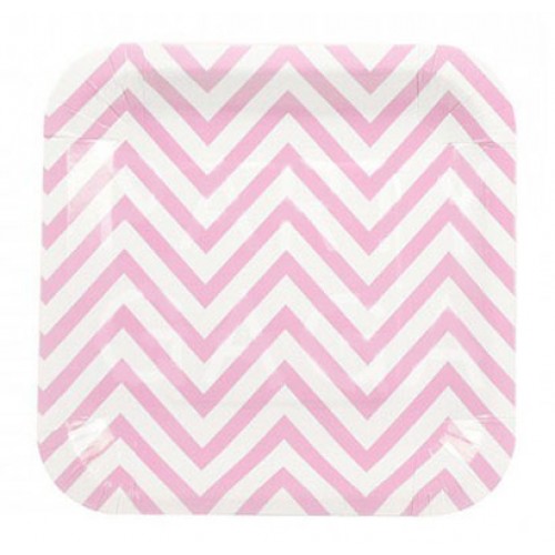 abcJoy ροζ chevron τετράγωνα πιάτα (12-pack)