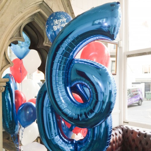 Μπαλόνια Μπλε Foil Αριθμοί 34''-Unique -Επιλέξτε Αριθμό