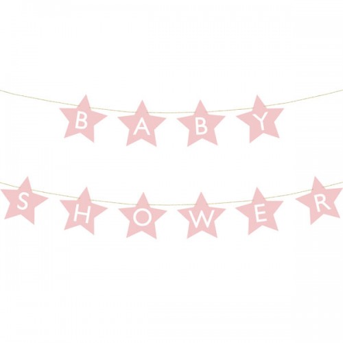 Ροζ Αστέρια Γιρλάντα Baby Shower