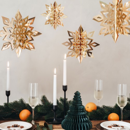 Σετ Χρυσές Νιφάδες-Χάρτινη Κρεμαστή Διακόσμηση 6pcs Party Deco