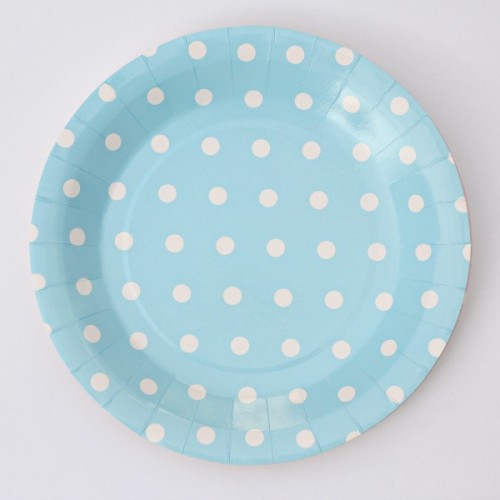 abcJoy γαλάζια πουά στρογγυλά πιάτα 12-pack