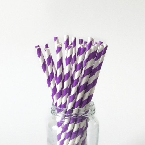 abcJoy μωβ ριγέ χάρτινα καλαμάκια (25-pack)