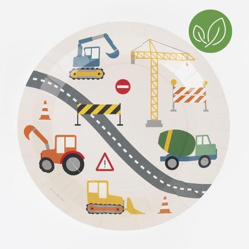 Χάρτινα Πιάτα Μπουλντόζες-Construction