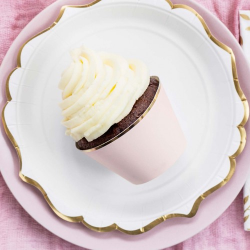 Χάρτινες Θήκες Ροζ Με Χρυσό Cupcake Wrappers PartyDeco
