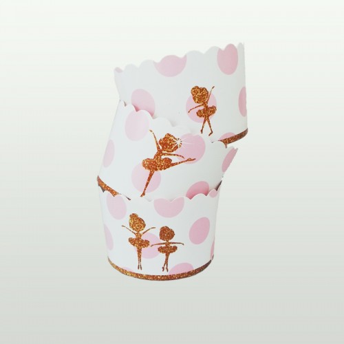 Θήκες Για Cupcakes Μπαλαρίνα Με Λευκό Καραμελόχαρτο 