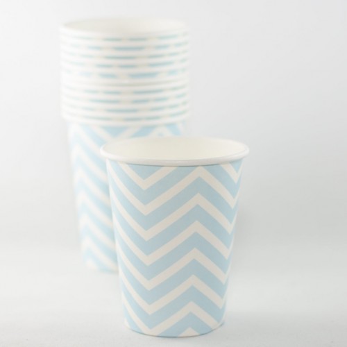 abcJoy γαλάζια chevron χάρτινα ποτήρια (12-pack)