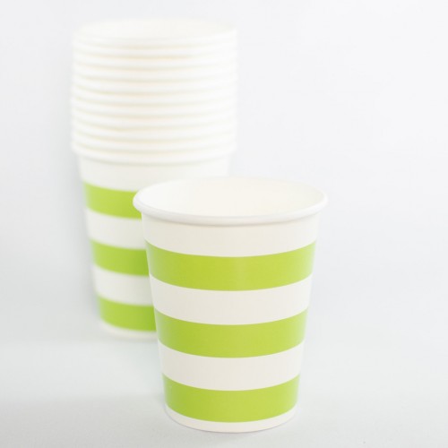 abcJoy πράσινα ριγέ χάρτινα ποτήρια (12-pack)