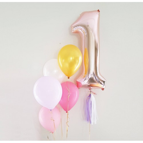 Μπαλόνια Ροζ-Χρυσά Foil Αριθμοί 34''-Rose Gold Balloons-Επιλέξτε Αριθμό