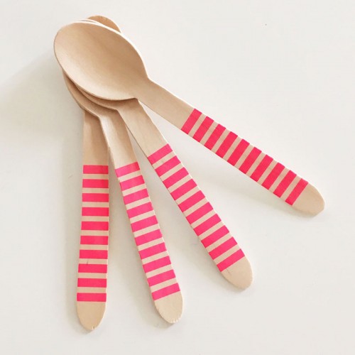 abcJoy φούξια ριγέ ξύλινα κουταλάκια (12-pack)