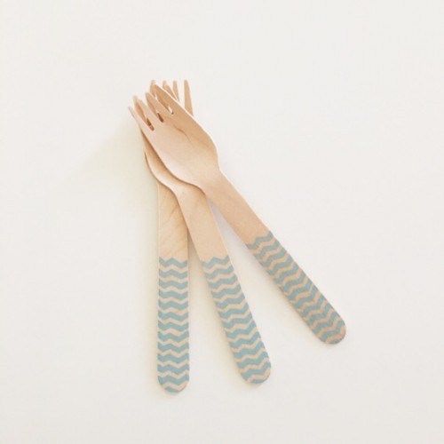 abcJoy γαλάζια chevron ξύλινα πιρουνάκια  (12-pack)