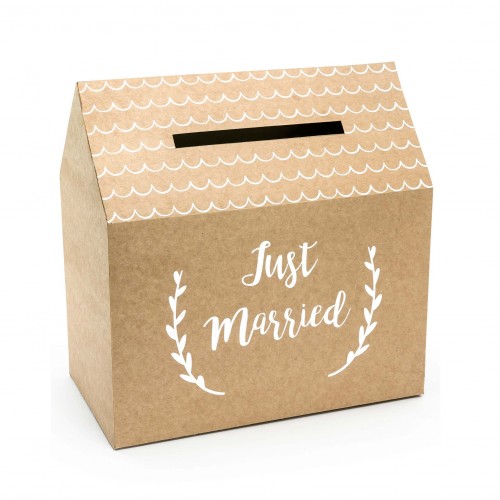 Κραφτ Κουτί Ευχών Για Γάμους Just Married-Party Deco