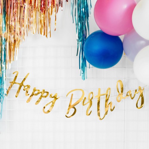 Χάρτινη Χρυσή Γιρλάντα Γενεθλίων Happy Birthday 