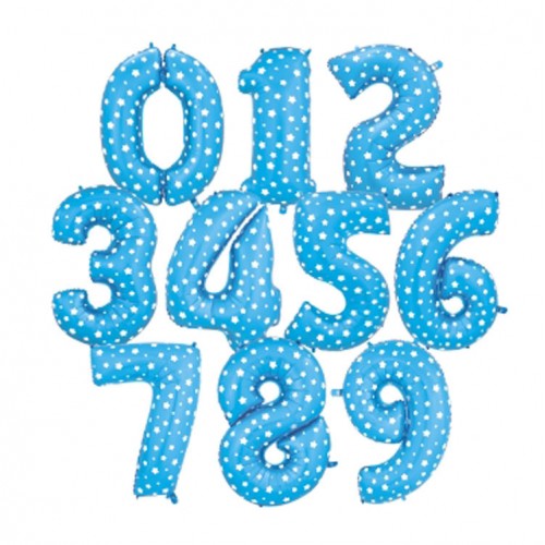 Μπαλόνια Foil 16'' Μπλε με Λευκά Αστέρια-Επιλέξτε Αριθμό