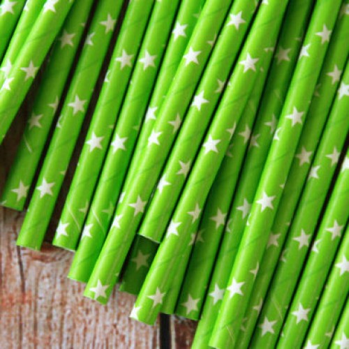 abcJoy πράσινα με αστέρια χάρτινα καλαμάκια (25-pack)