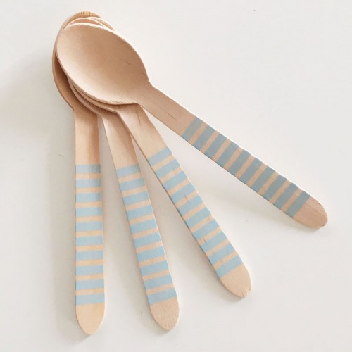 abcJoy γαλάζια ριγέ ξύλινα κουταλάκια  (12-pack)