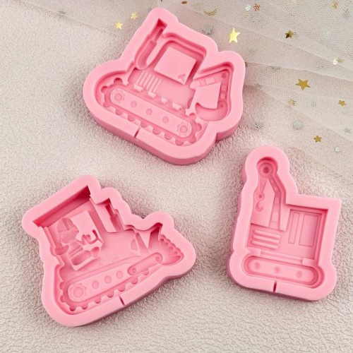 Σετ 3 Καλούπια Σιλικόνης Μπουλντόζες