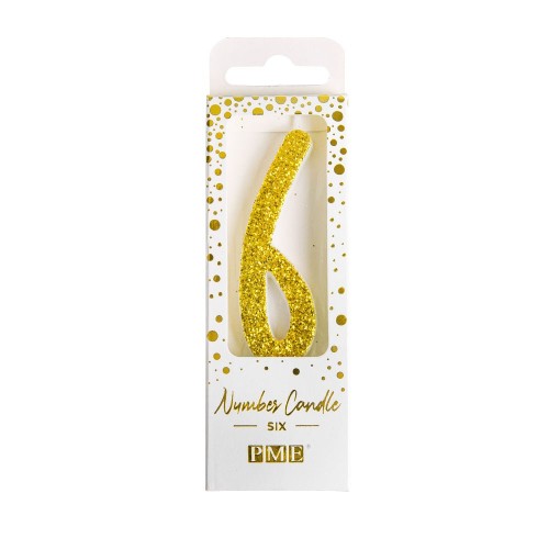 Κερί Γενεθλίων Χρυσό Glitter Νούμερο 6