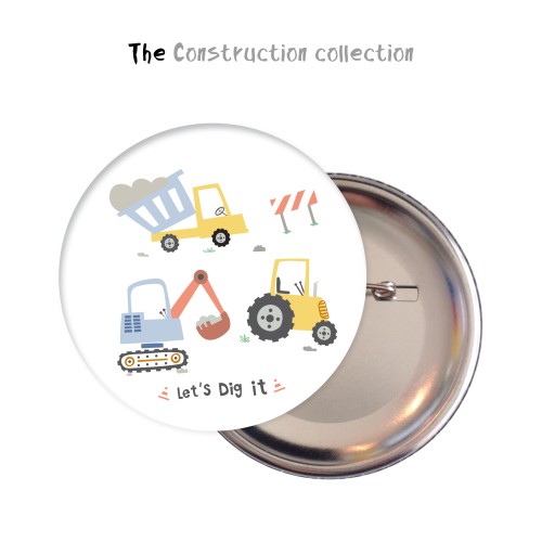 Κονκάρδες Μπουλντόζα-Construction Party Pins Για Δώρα Και Party Favors