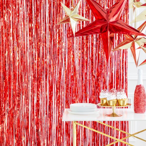 Μεταλλική Κουρτίνα Διακόσμησης Κόκκινη PartyDeco