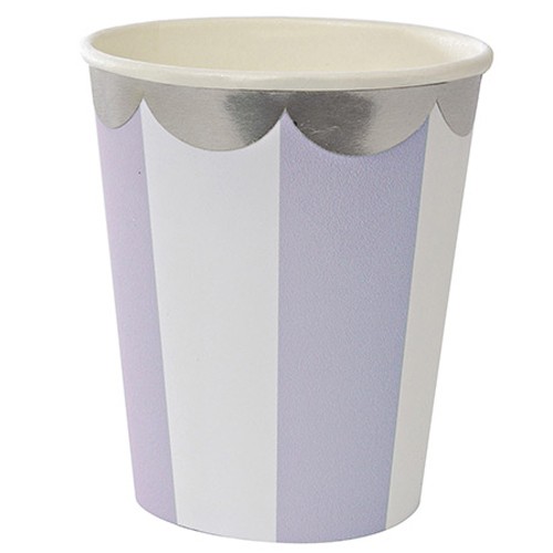 Χάρτινα Ποτήρια Μύλος Λιλά Με Ασημί (8pcs)