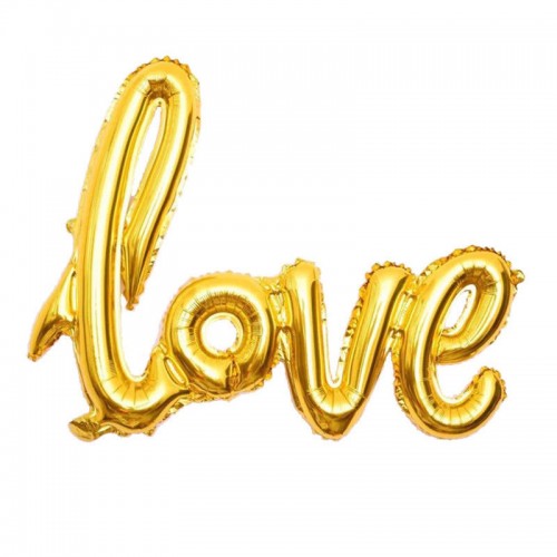 Μεταλλικό Χρυσό Μπαλόνι Love