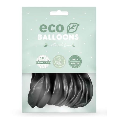 Οικολογικά Μπαλόνια Μεταλλικά Μαύρα 10pcs