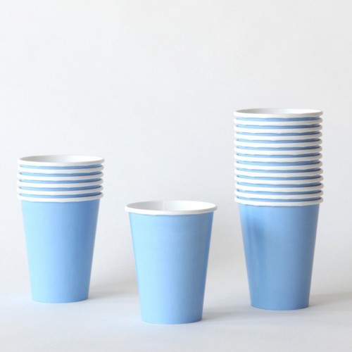 Μονόχρωμα Γαλάζια Χάρτινα Ποτήρια 14pcs Unique