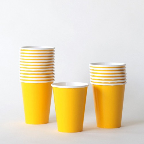 Μονόχρωμα Κίτρινα Χάρτινα Ποτήρια-14pcs-Unique