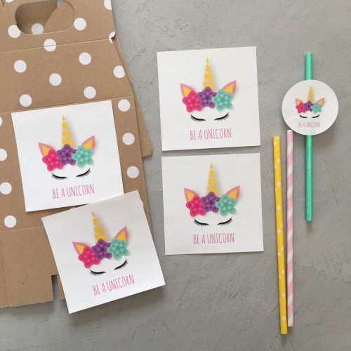 Be A Unicorn Τετράγωνα  Αυτοκόλλητα Μονόκερος για Συσκευασίες Και Δώρα