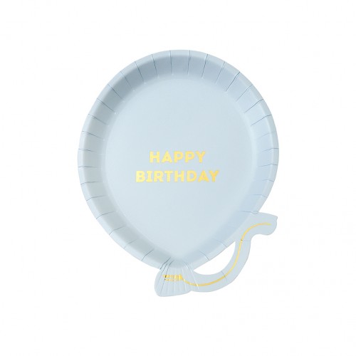 Πιάτα Γλυκού Μπαλόνια Γαλάζια Με Χρυσό We ♥ Birthdays Blue Balloon Talking Tables