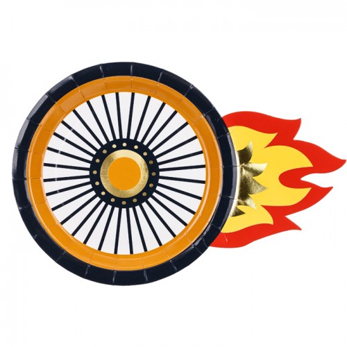 Χάρτινα Πιάτα Ρόδα  Αγωνιστικό Αυτοκίνητο PartyDeco