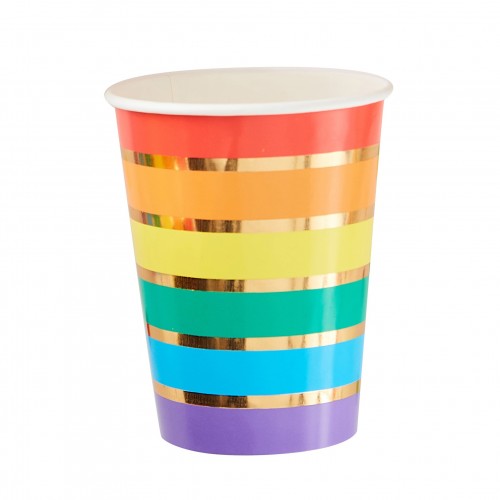 Χάρτινα Ποτήρια Ουράνιο Τόξο Με Χρυσό