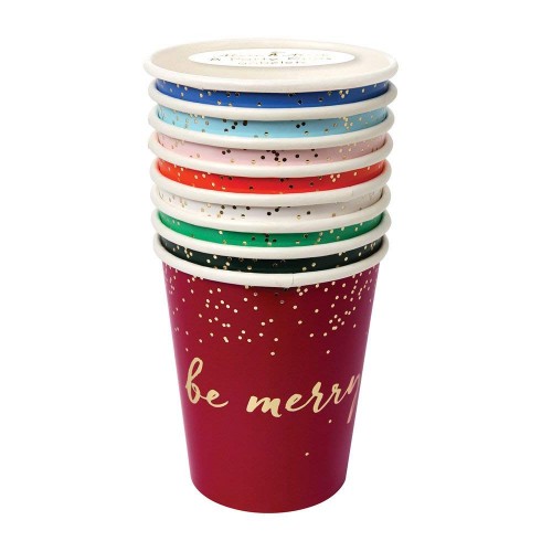Χάρτινα Ποτήρια "Be Merry" Με Ευχές-Meri Meri