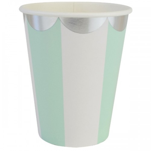 Χάρτινα Ποτήρια Μέντα Με Ασημί 