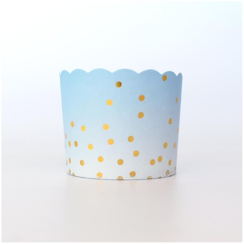 Θήκες Για Cupcakes Γαλάζιο Χρυσό Πουά 25pcs