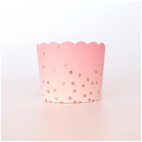 Θήκες Για Cupcakes Ροζ Χρυσό Πουά 25pcs