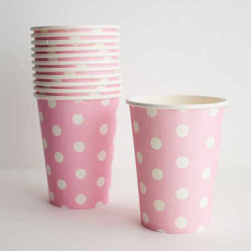 abcJoy ροζ πουά χάρτινα ποτήρια 12-pack