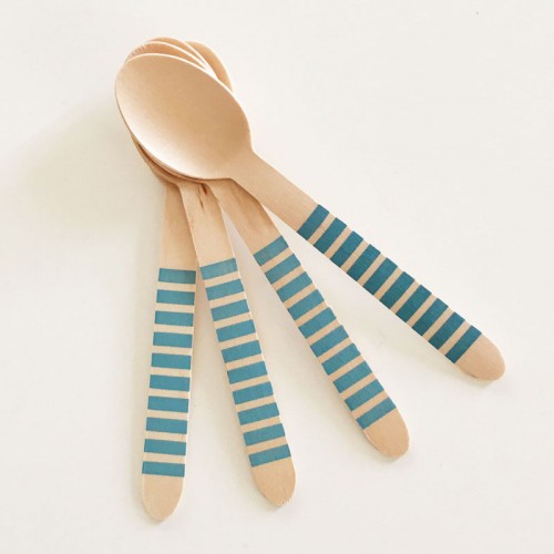 abcJoy πετρόλ ριγέ ξύλινα κουταλάκια  (12-pack)