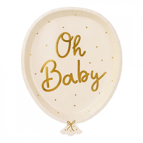 Πιάτα Μπαλόνι Μπεζ-Χρυσό Oh Baby
