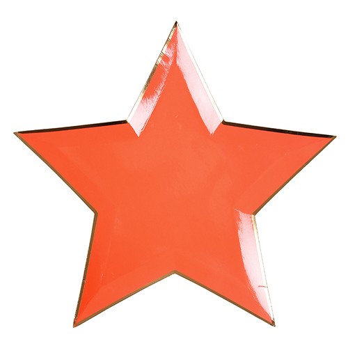 Χάρτινα Πιάτα Κόκκινα Κοραλί Αστέρια 8pcs 