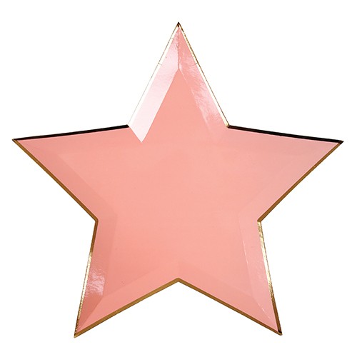 Χάρτινα Πιάτα Ροζ Αστέρια 8pcs 