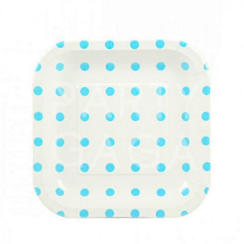 abcJoy γαλάζια πουά τετράγωνα πιάτα (12-pack)