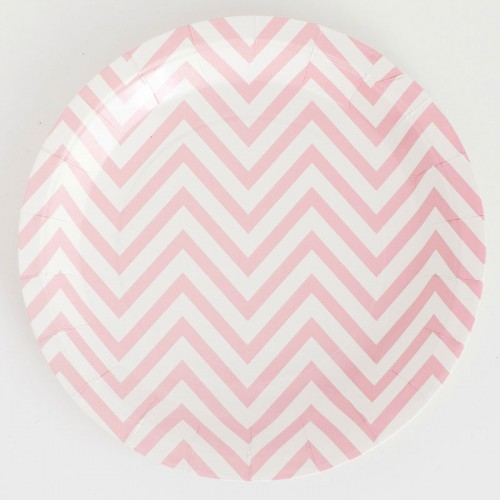 abcJoy ροζ chevron στρογγυλά πιάτα (12-pack)